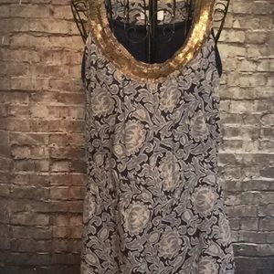 Ann Taylor Loft blues & cream batik dress